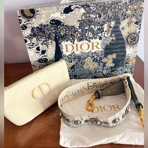 Three items:Authentic Dior Gray and Silver Embellished Strap and other two